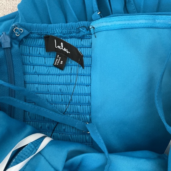 Lulus Jolette Blue Pleated Knot-Front A-Line Skirt Chiffon Maxi Dress NWT Small - Picture 11 of 15